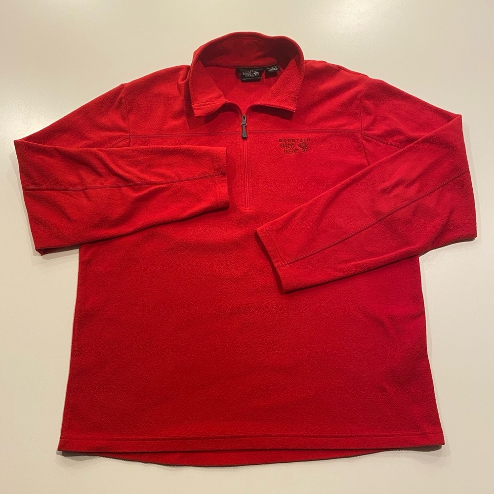 Mountain Hardwear Men's XL 1/4 Zip Fleece Pullover - Red